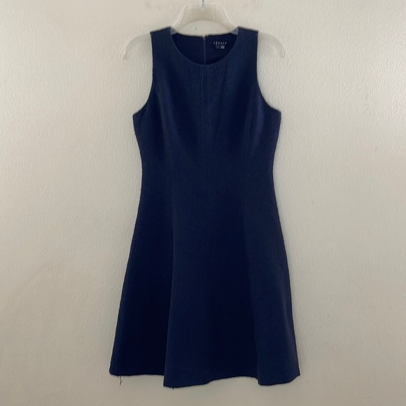 Theory Black Udela Textured Fit And Flare Crew Neck Sleeveless Dress Sz 6 - Picture 1 of 6